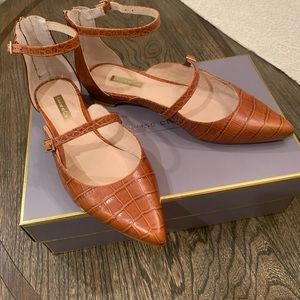 Louise et Cie leather flats: Toasted Umber croco